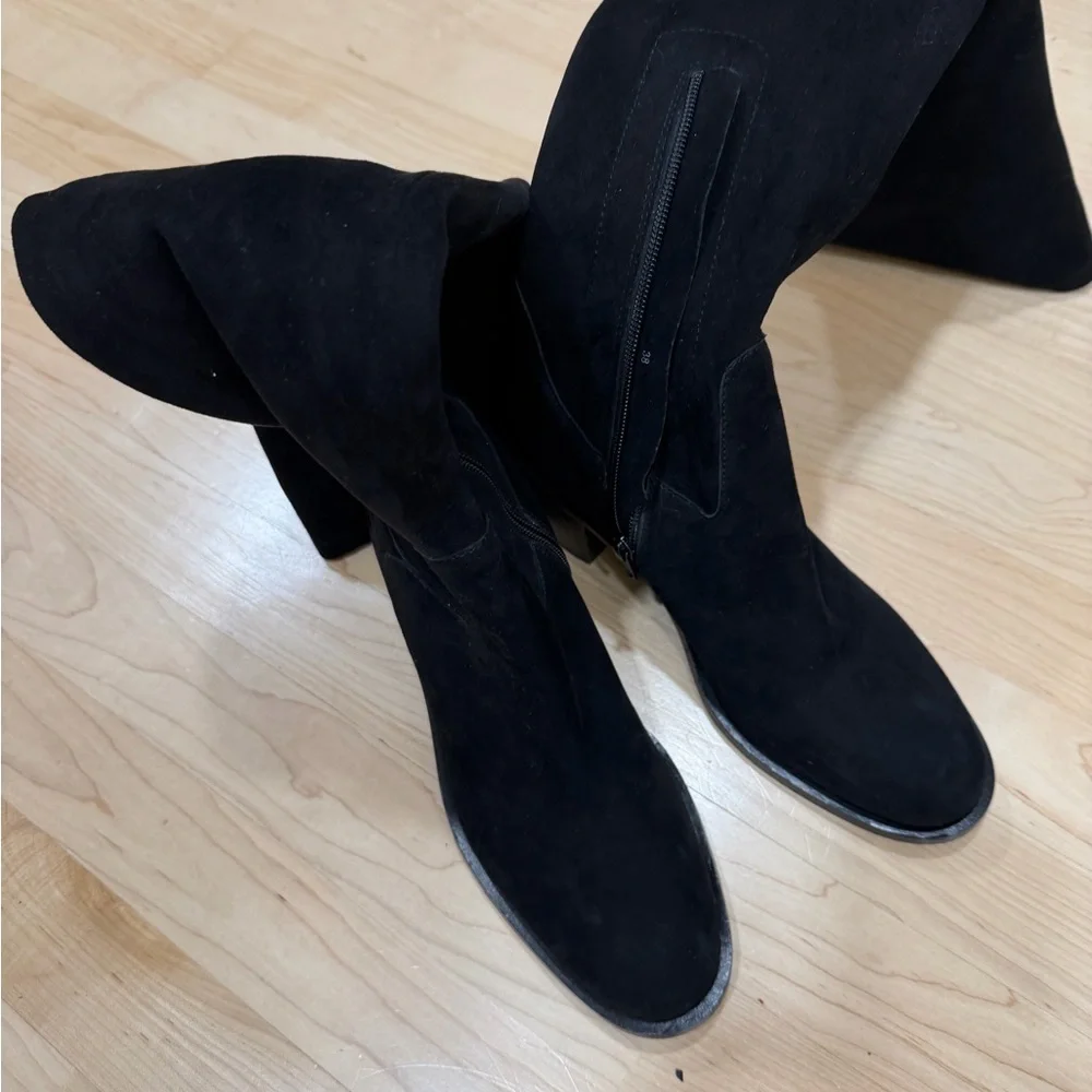 Anthropologie Black Over-the-Knee Suede Boots